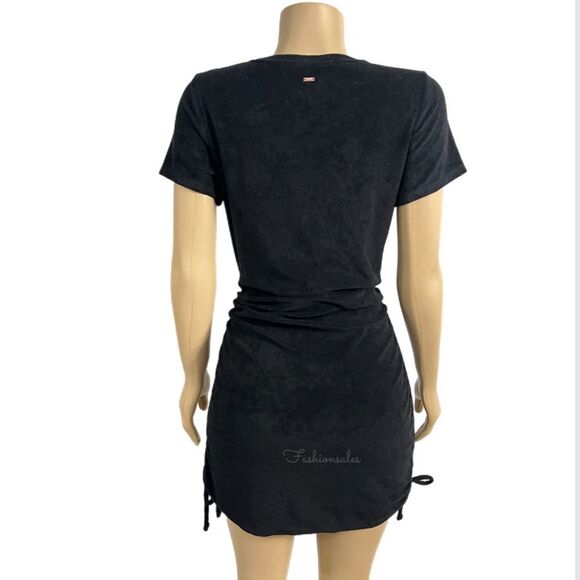 Victorias Secret Pink Beach Terry Ruched Sides Dress Black Xsmall - Picture 9 of 10